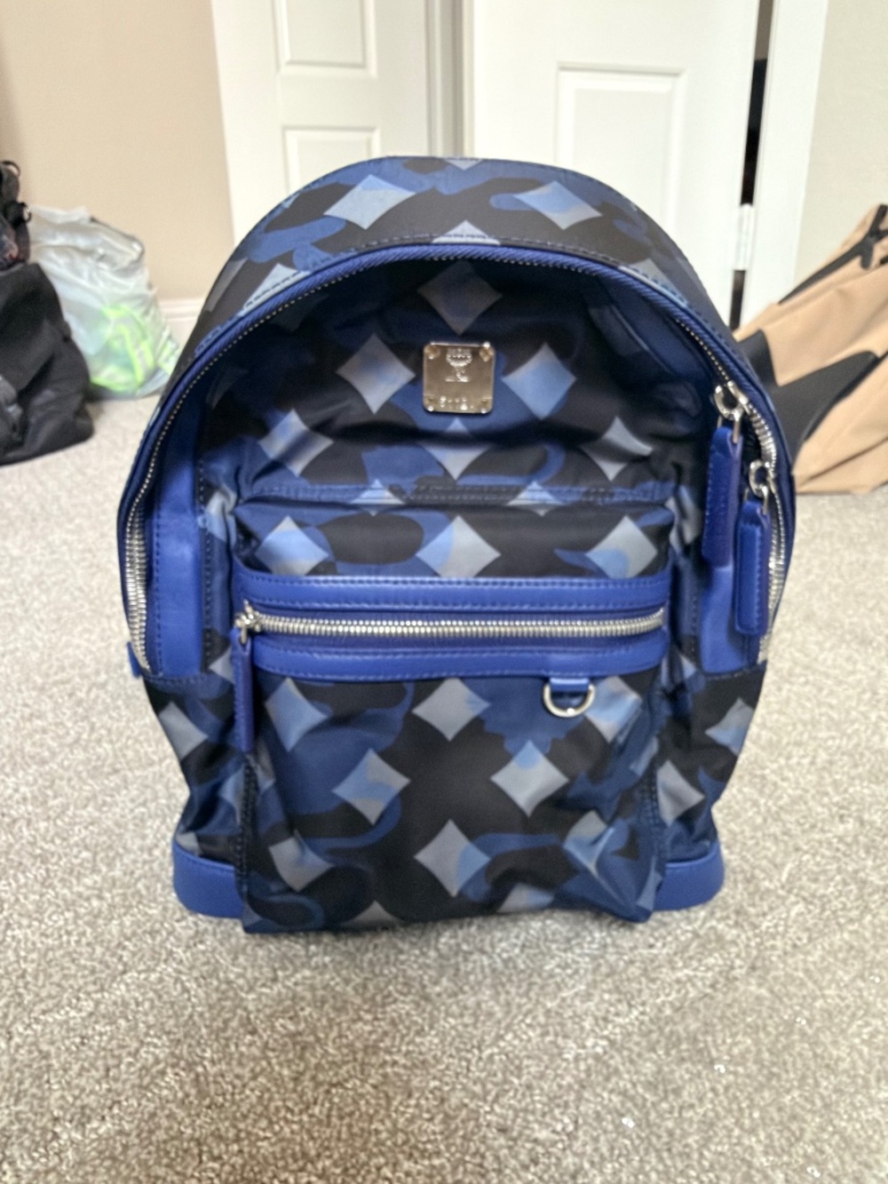 MCM Dieter backpack in Nylon Camo Visetos, Estate Blue/Navy